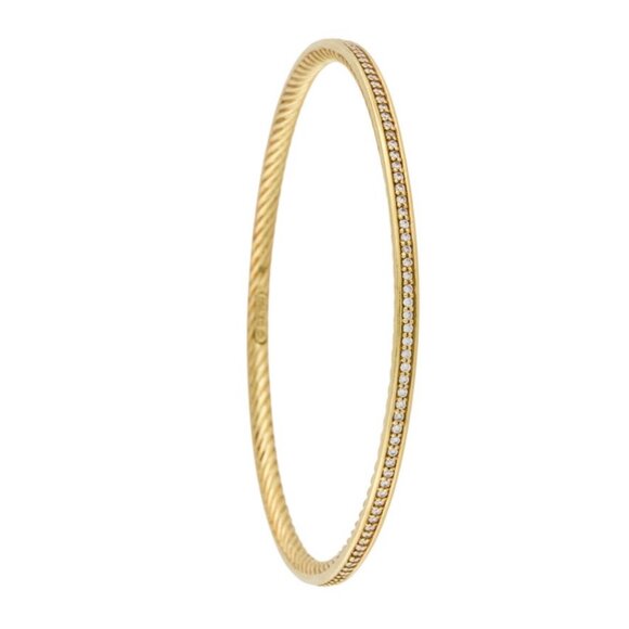 DAVID YURMAN 18K 750 YELLOW GOLD 1.12CTW DIAMOND BANGLE BRACELET - Picture 5 of 8